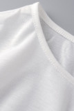 White Casual Solid Hollowed Out Patchwork O Neck T-Shirts