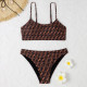 Deep Coffee Fashion Sexy Print Letter Swimwears