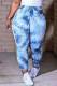 Blue Casual Print Tie Dye Patchwork High Waist Pencil Full Print Bottoms