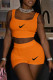 Orange Fashion Casual Print Patchwork Square Collar Sleeveless Two Pieces