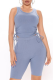 Blue Sportswear Solid Draw String O Neck Sleeveless Two Pieces