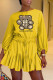 Yellow Fashion Casual Character Letter O Neck Loose Rompers