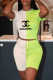 White Green Fashion Casual Print Patchwork O Neck Short Sleeve Two Pieces
