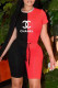 Black Red Fashion Casual Print Patchwork O Neck Short Sleeve Two Pieces