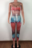 Red Fashion Sexy Tie-dyed Sleeveless Slip Jumpsuits