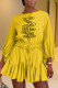 Yellow Fashion Casual Print Letter O Neck Loose Rompers