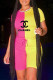 Pink Yellow Fashion Casual Print Patchwork O Neck Short Sleeve Two Pieces