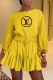 Yellow Fashion Casual Print Letter O Neck Loose Rompers