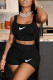 Black Fashion Casual Print Patchwork Square Collar Sleeveless Two Pieces