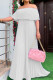 White Casual Solid Patchwork Fold Off the Shoulder Straight Dresses