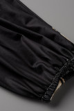 Black Casual Street Print Tie Dye Patchwork V Neck Loose Jumpsuits