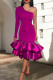 Purple Fashion Sexy Solid Patchwork Backless Oblique Collar Evening Dress