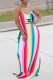 Red White Fashion Casual Print Patchwork Spaghetti Strap A Line Dresses