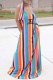 Tangerine Red Fashion Casual Print Patchwork Spaghetti Strap A Line Dresses