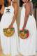 White Fashion Bohemian Print Backless Letter Halter A Line Dresses