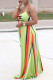 Light Green Fashion Casual Print Patchwork Spaghetti Strap A Line Dresses