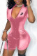 Pink Fashion Casual Print Patchwork O Neck Rompers