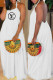 White Fashion Bohemian Print Backless Letter Halter A Line Dresses