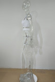 White Fashion Sexy Solid Hollowed Out See-through V Neck Sleeveless Two Pieces