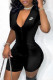 Black Fashion Casual Print Patchwork O Neck Rompers