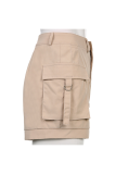 Khaki Fashion Solid Patchwork Straight Mid Waist Pencil Solid Color Bottoms