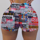 Colour Fashion Sexy Print Letter Low Waist Pencil Bottoms