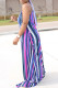 Purple Fashion Casual Print Patchwork Spaghetti Strap A Line Dresses