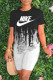 White Fashion Street Tie Dye Letter O Neck Short Sleeve Two Pieces