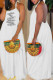 White Fashion Bohemian Print Backless Letter Halter A Line Dresses
