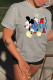 Grey Fashion Casual Character Patchwork O Neck T-Shirts