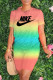 Pink Fashion Street Tie Dye Letter O Neck Short Sleeve Two Pieces