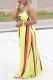 Yellow Fashion Casual Print Patchwork Spaghetti Strap A Line Dresses