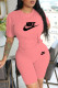 Pink Fashion Street Print Letter O Neck Short Sleeve Two Pieces