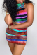 Red Sexy Striped Patchwork Halter Sleeveless Two Pieces
