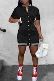 Red Casual Solid Patchwork Mandarin Collar Pencil Skirt Dresses