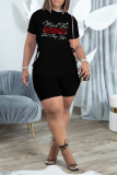 Blue Fashion Hot Drilling Draw String O Neck Short Sleeve Two Pieces