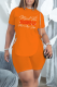 Orange Fashion Hot Drilling Draw String O Neck Short Sleeve Two Pieces