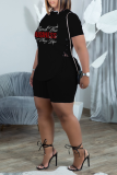 Blue Fashion Hot Drilling Draw String O Neck Short Sleeve Two Pieces