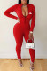 Red Fashion Casual Print Patchwork O Neck Jumpsuits