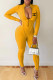 Yellow Fashion Casual Print Patchwork O Neck Jumpsuits