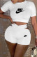 White Fashion Sportswear Print Letter O Neck Short Sleeve Two Pieces