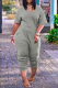 Light Gray Casual Solid Patchwork V Neck Straight Jumpsuits