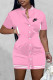 Pink Fashion Casual Print Patchwork Mandarin Collar One Step Skirt Dresses