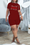 Blue Fashion Hot Drilling Draw String O Neck Short Sleeve Two Pieces