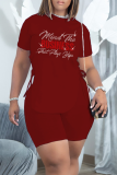 Blue Fashion Hot Drilling Draw String O Neck Short Sleeve Two Pieces