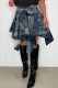 Blue Casual Street Print Bandage Patchwork Asymmetrical High Waist Full Print Bottoms