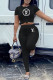 Black Fashion Sportswear Print Letter O Neck Short Sleeve Two Pieces