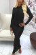 Black Sexy Solid Fold O Neck Long Sleeve Ankle Length Pencil Skirt Dresses