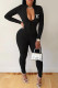 Black Fashion Casual Print Patchwork O Neck Jumpsuits