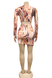 Red Sexy Print Hollowed Out Patchwork Swimwears